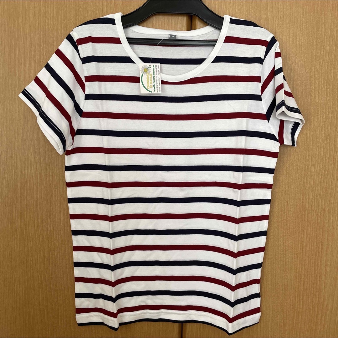 新品　ボーダー　Tシャツ　綿100% Mサイズ レディースのトップス(Tシャツ(半袖/袖なし))の商品写真