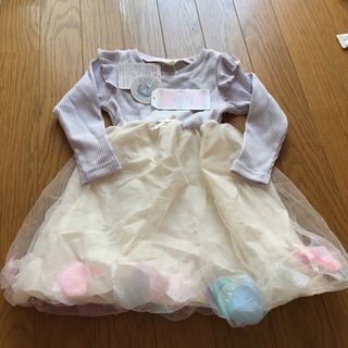 新品　花びら　パニエ　女の子　ワンピース　90(ワンピース)