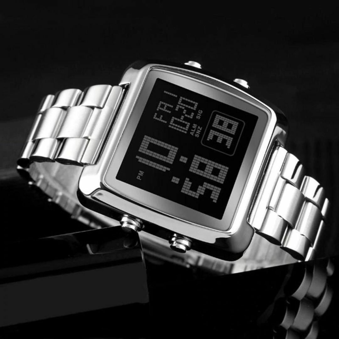 ★角型 ドット文字のデジタル時計 シルバー☆7 メンズの時計(腕時計(デジタル))の商品写真