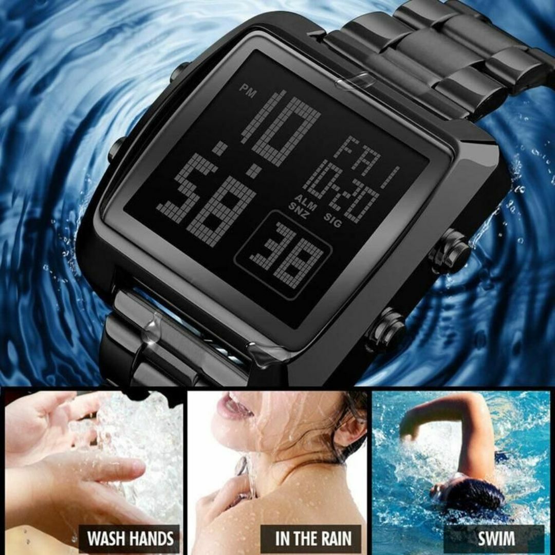 ★角型 ドット文字のデジタル時計 ブラック☆N メンズの時計(腕時計(デジタル))の商品写真