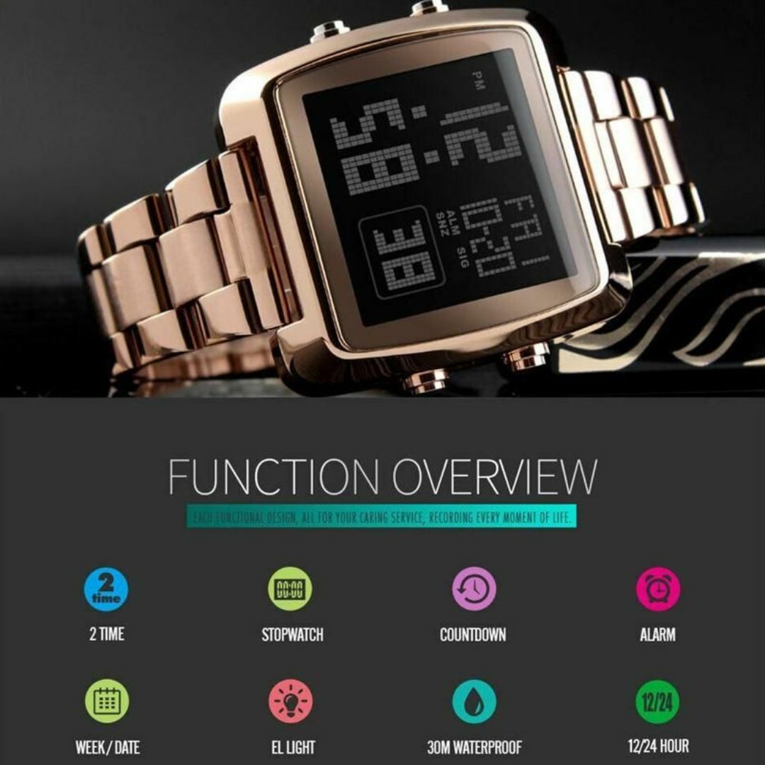 ★角型 ドット文字のデジタル時計 ブラック☆N メンズの時計(腕時計(デジタル))の商品写真