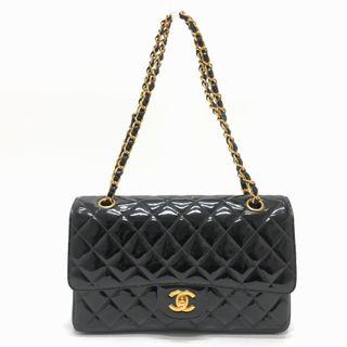 シャネル(CHANEL)のシャネル CHANEL マトラッセ25 A01112 マトラッセ  Wチェーン Wフラップ ショルダーバッグ エナメル ブラック(ショルダーバッグ)