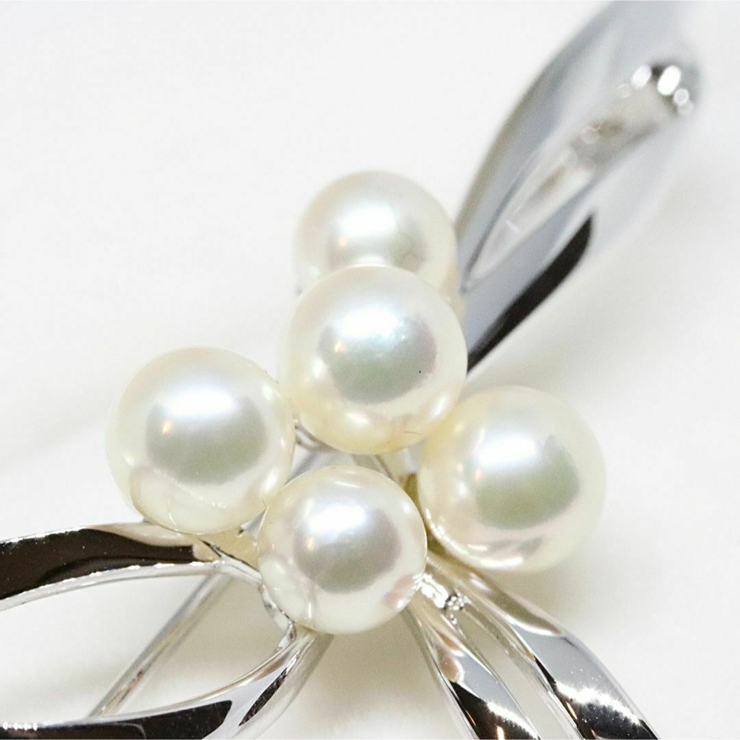 MIKIMOTO(ミキモト)の美品 ミキモト シルバー ブローチ パール リボン レディースのアクセサリー(ブローチ/コサージュ)の商品写真