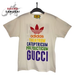 グッチ(Gucci)の新品未使用 GUCCI グッチ GUCCI × adidas サイズXS ホワイト 白 マルチカラー コットン 717422XJEXJ9095 トップス ロゴプリント 男女兼用 メンズ 405487 【中古】(Tシャツ/カットソー(半袖/袖なし))