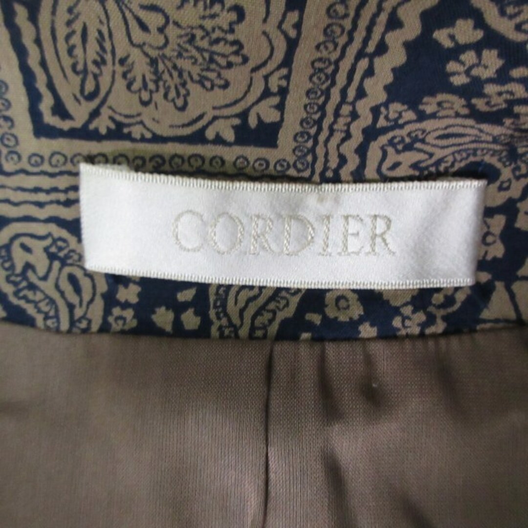 CORDIER(コルディア)のコルディア CORDIER ノーカラージャケット 柄 ブラック ブラウン 40 レディースのジャケット/アウター(ノーカラージャケット)の商品写真