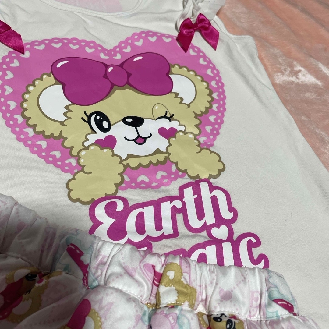 EARTHMAGIC(アースマジック)のアースマジック ノースリーブ スカパン セット キッズ/ベビー/マタニティのキッズ服女の子用(90cm~)(Tシャツ/カットソー)の商品写真