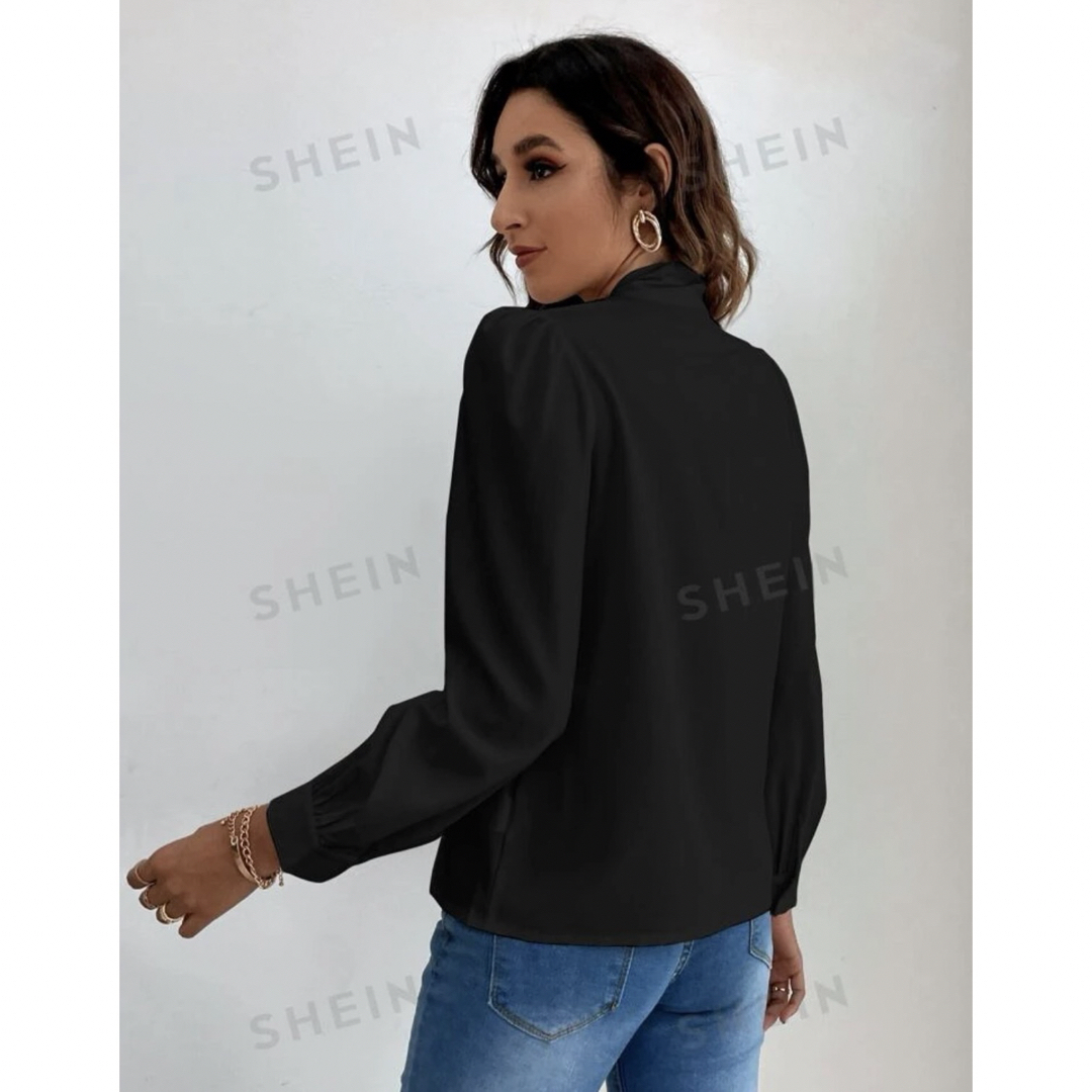 SHEIN(シーイン)の【新品】レディース　リボンシャツ　ブラウス レディースのトップス(シャツ/ブラウス(長袖/七分))の商品写真