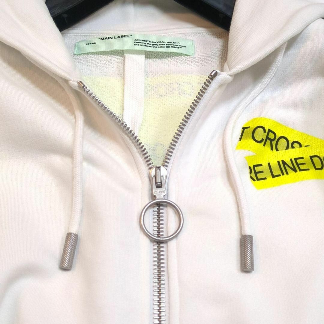 OFF-WHITE(オフホワイト)の✨美品✨　オフホワイト　18ss　ファイアーテープ　ジップアップ　フーディ　白 メンズのトップス(パーカー)の商品写真