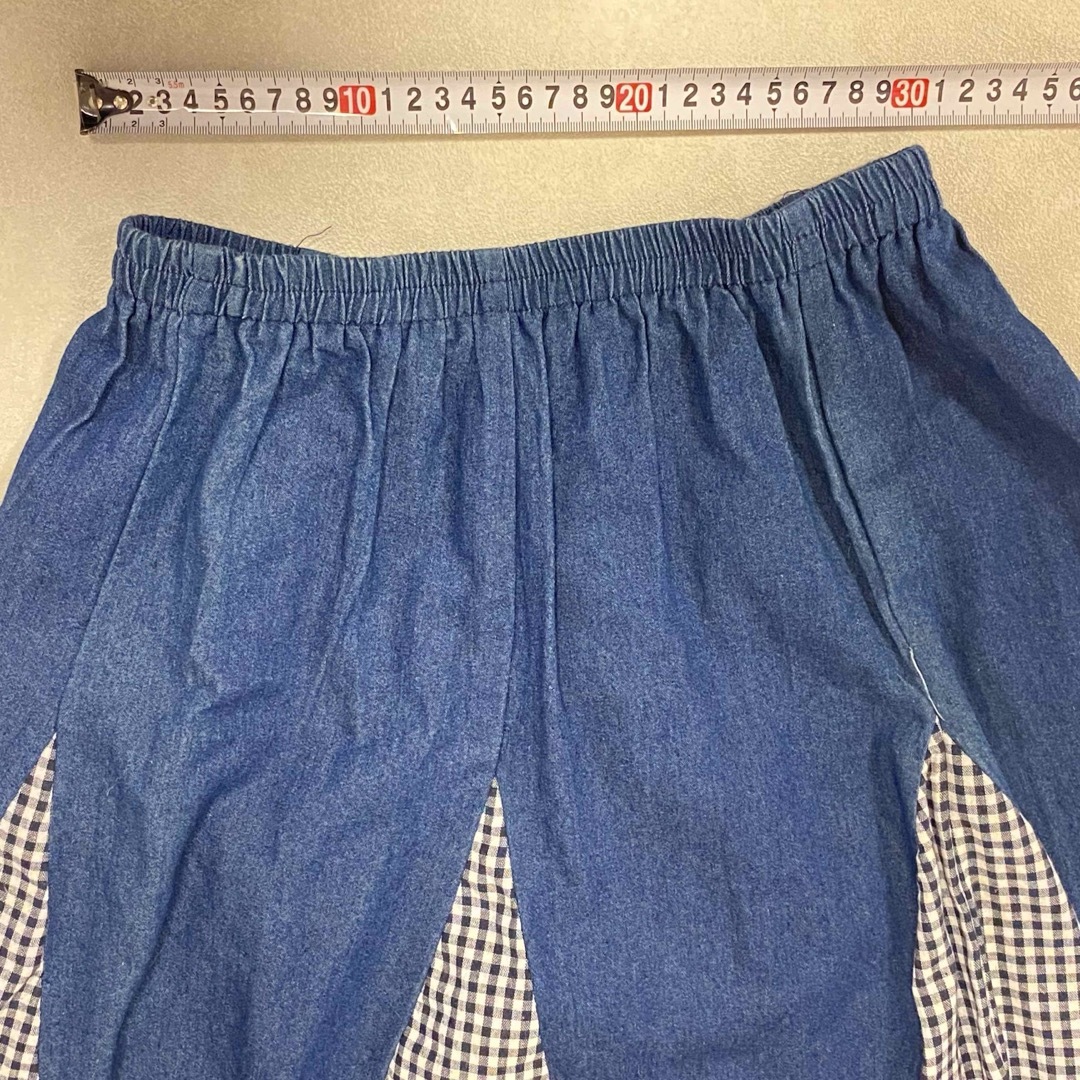（737） デニム×ギンガムチェック ロングスカート レディースのスカート(ロングスカート)の商品写真