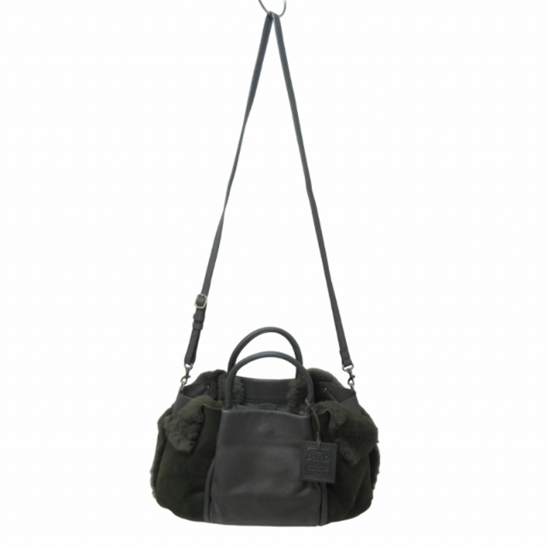 ポティオール 2WAY ハンド バッグ ショルダー レザー シープファー グレー レディースのバッグ(ハンドバッグ)の商品写真