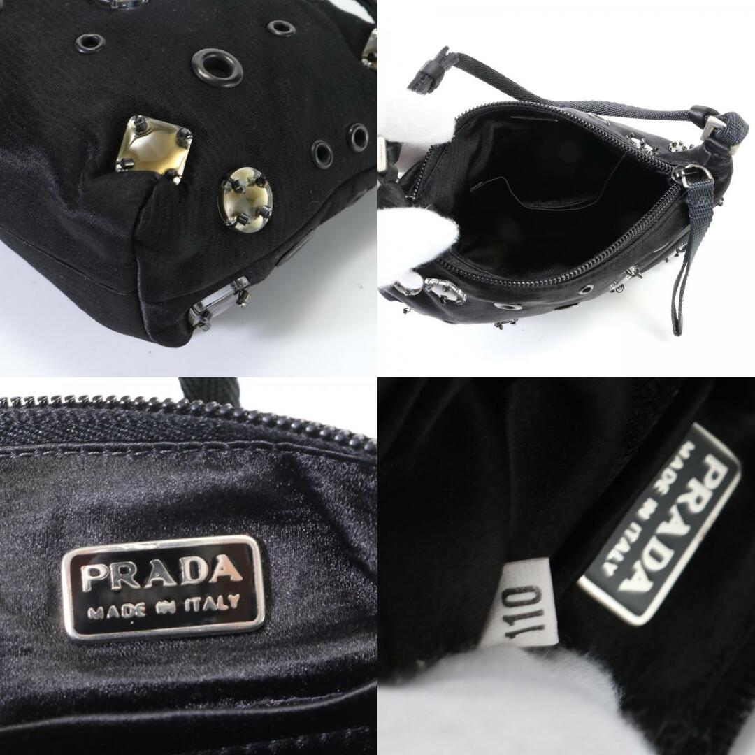 PRADA(プラダ)の美品 プラダ ピジュー クリスタル 刺繍 ショルダーバッグ 肩掛け トート ハンド ブラック 黒 婦人 レディース YYM U38-3 レディースのバッグ(ショルダーバッグ)の商品写真