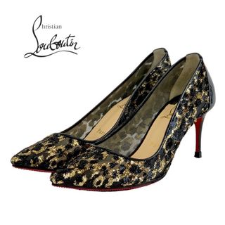 クリスチャンルブタン(Christian Louboutin)のクリスチャンルブタン Christian Louboutin パンプス 靴 シューズ レオパード メッシュ パテント ブラック ゴールド(ハイヒール/パンプス)