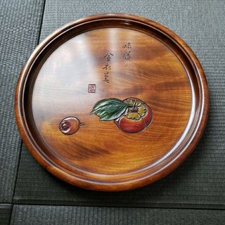 鳥城彫　お盆　大サイズ(テーブル用品)