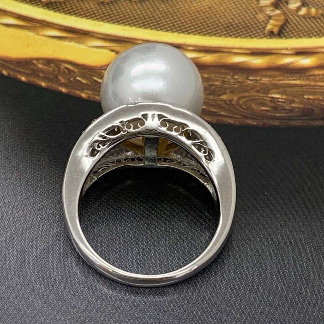 Pt900 白蝶真珠 約13.7mm ダイヤモンド 0.52 リング 指輪 リング Pt900 白蝶真珠 約13.7mm ダイヤモンド 0.52 リング 指輪 リング