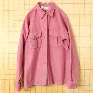 エルエルビーン(L.L.Bean)の80s USA製LLBeanコットンシャモアクロス シャツピンク XL ss36(シャツ/ブラウス(長袖/七分))