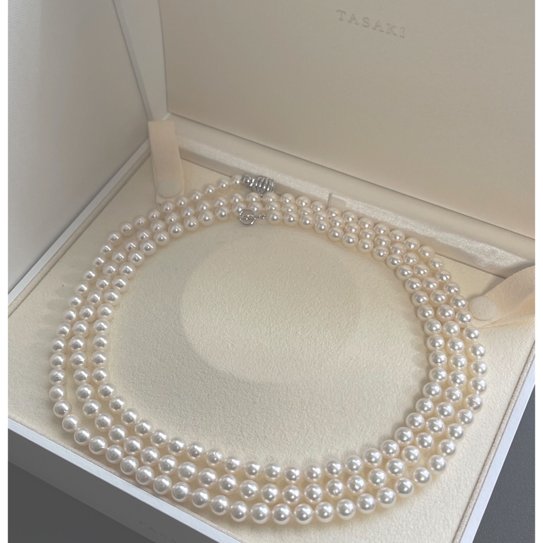 TASAKI(タサキ)の【美品】TASAKIロングパールネックレス131cm 6.6-7mmシルバー レディースのアクセサリー(ネックレス)の商品写真