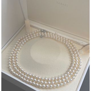 タサキ(TASAKI)の【美品】TASAKIロングパールネックレス131cm 6.6-7mmシルバー(ネックレス)