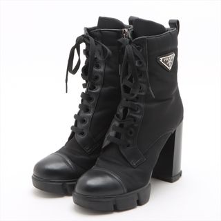 PRADA - 美品 プラダ Re-Nylon レザー 三角ロゴ レースアップ ショート PRADA - 美品 プラダ Re-Nylon レザー 三角ロゴ レースアップ ショート
