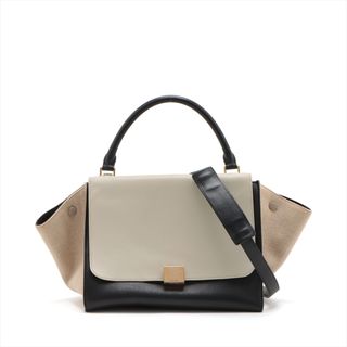 セリーヌ(celine)の美品 セリーヌ トラペーズ ミディアム レザー 2WAY ショルダーバッグ 肩掛け トート ハンド 本革 レディース EEM U44-8(ショルダーバッグ)