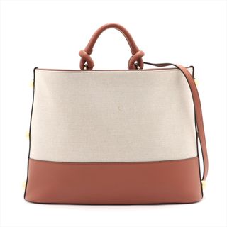 サルヴァトーレフェラガモ(Salvatore Ferragamo)の美品 サルヴァトーレフェラガモ レザー キャンバス 2WAY トート バッグ 斜め掛け ショルダー 革 A4 メンズ レディース EEM U45-7(トートバッグ)