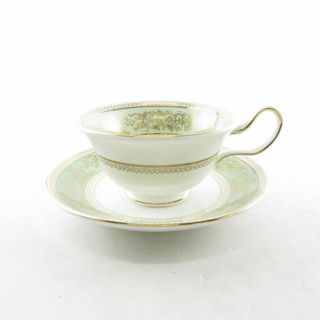 ウェッジウッド(WEDGWOOD)の美品 WEDGWOOD ウェッジウッド コロンビア セージグリーン ティーカップ＆ソーサー ピオニー 金彩 ゴールド SY8887H (グラス/カップ)