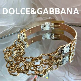 ドルチェアンドガッバーナ(DOLCE&GABBANA)の☆美品☆ドルチェ&ガッバーナ チョーカーネックレス パイソン ハートモチーフ(ネックレス)