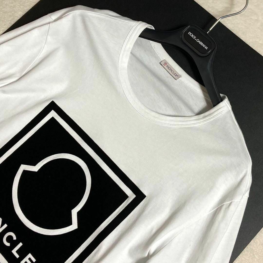 MONCLER(モンクレール)の美品 MONCLER MAGLIA 長袖 Tシャツ ロンT ビッグロゴ XL 白 メンズのトップス(Tシャツ/カットソー(七分/長袖))の商品写真