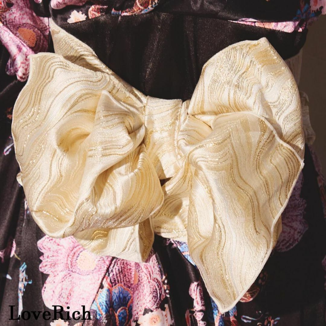 JEWELS(ジュエルズ)のLoveRich 蝶 フリル 花柄 着物 フリーサイズ ブラック レディースの水着/浴衣(着物)の商品写真
