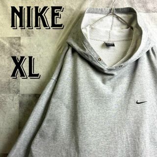 ナイキ(NIKE)の人気 完売モデル 美品 ナイキ プルオーバーパーカー 刺繍ロゴ グレー XL(パーカー)