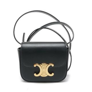 セリーヌ(celine)のセリーヌ ミニ クロード ショルダーバッグ 黒 ブラック カーフ ゴールド金具(ショルダーバッグ)