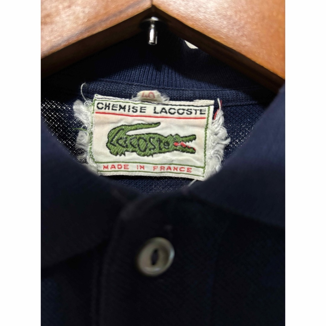 LACOSTE(ラコステ)のフランス製　ヴィンテージラコステ　ノースリーブポロシャツ　ネイビー レディースのトップス(ポロシャツ)の商品写真