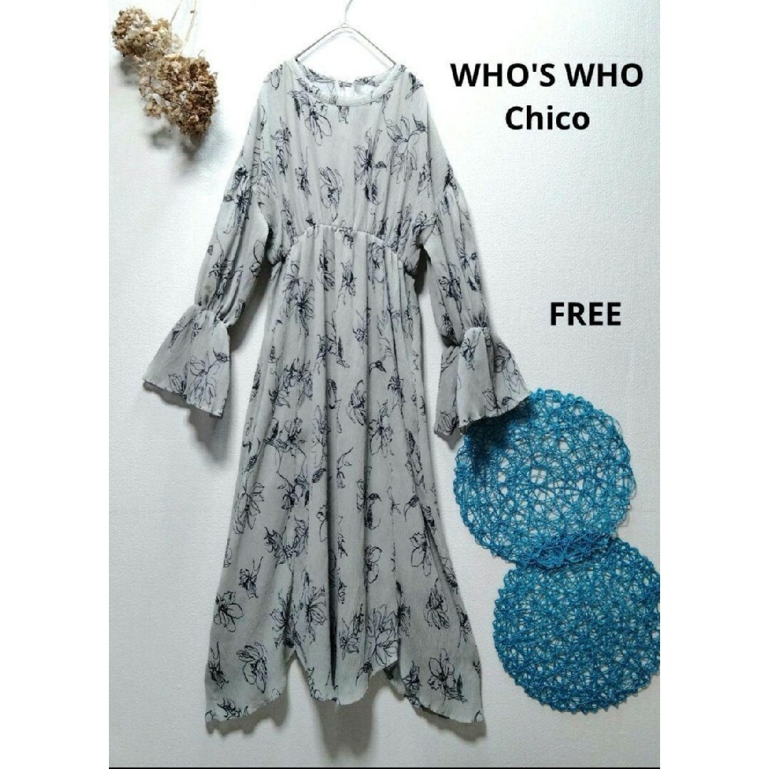 who's who Chico(フーズフーチコ)のWHO'SWHOChicoフーズフーチコ　ラインフラワー2wayロングワンピース レディースのワンピース(ロングワンピース/マキシワンピース)の商品写真