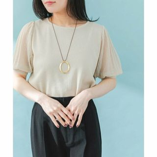 アーバンリサーチロッソ(URBAN RESEARCH ROSSO)の【L/BEIGE】ドッキングシアープリーツスリーブプルオーバー(ニット/セーター)