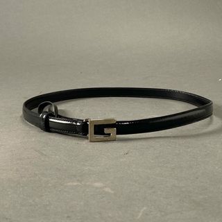 グッチ(Gucci)のd2-3 GUCCI グッチ メタルGバックル レザー細ベルト 30/75 ブラック イタリア製 小物(ベルト)