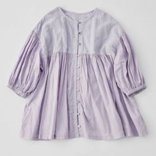 nest Robe - 【美品】UpcycleLino ×カラミ織り天然染めドッキングブラウスラベンダー