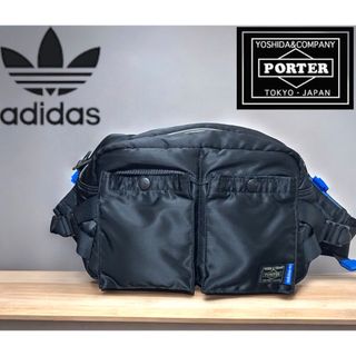 ポーター(PORTER)のPORTER adidas コラボ　ウエストバッグ　タンカー　ブラック　2way(ショルダーバッグ)