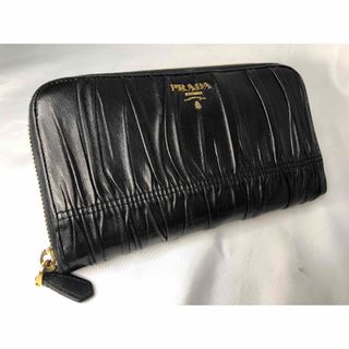 PRADA - 超美品　PRADA プラダ 長財布　ラウンドファスナー　ギャザー　NERO