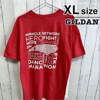 ギルタン(GILDAN)のUSA古着　GILDAN　Tシャツ　XL　レッド　赤　プリント　リングスパン(Tシャツ/カットソー(半袖/袖なし))