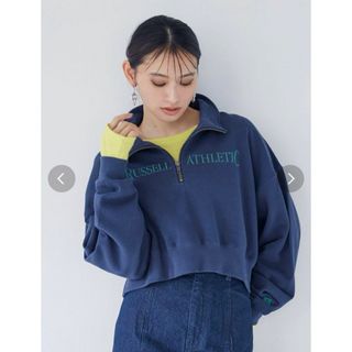 【RUSSELL ATHLETIC×MURUA】クロップトハーフジップスウェット