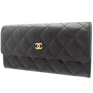 シャネル(CHANEL)のCHANEL(シャネル) マトラッセ ココマーク ロングウォレット 長財布 二つ折り 2つ折り キャビアスキン ブラック黒 ゴールド金具 A50096 レディース 40802090800【中古】【アラモード】(財布)