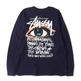 STUSSY - STUSSY ステューシー Tシャツ サイズ:XLアイ グラフィック ロングスリーブTシャツ ネイビー 紺 トップス カットソー 長袖 クルーネック【メンズ】【中古】