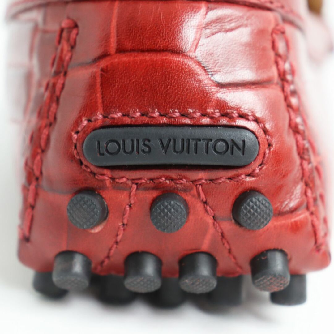 LOUIS VUITTON(ルイヴィトン)の極美品●ルイヴィトン ホッケンハイムライン LVロゴ金具 クロコ型押しレザー ドライビングシューズ/ローファー レッド 6 1/2 イタリア製 メンズの靴/シューズ(その他)の商品写真