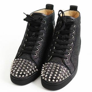 クリスチャンルブタン(Christian Louboutin)の極美品●クリスチャンルブタン LOU SPIKES ORLATO FLAT SUEDE 3191118 スパイクスタッズ レザー ハイカットスニーカー 40 伊製 箱・袋付き(スニーカー)