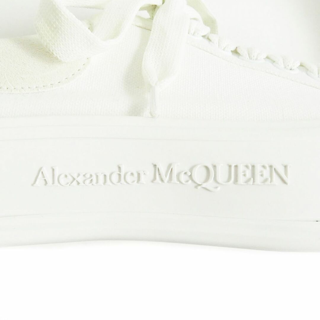 Alexander McQueen(アレキサンダーマックイーン)の美品□Alexander McQueen/アレキサンダーマックイーン 654594 キャンバス レザー ハイソール ローカットスニーカー ホワイト 43 イタリア製 メンズの靴/シューズ(スニーカー)の商品写真