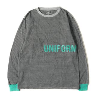 ユニフォームエクスペリメント(uniform experiment)の美品 UNIFORM EXPERIMENT ユニフォームエクスペリメント Tシャツ サイズ:2 22SS ブランドロゴ ボーダー ロングスリーブTシャツ L/S TRIM COLOR BORDER TEE ブラック グレー グリーン トップス カットソー 長袖【メンズ】【中古】(Tシャツ/カットソー(七分/長袖))