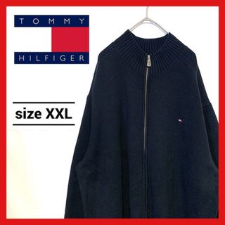 トミーヒルフィガー(TOMMY HILFIGER)の90s 古着 トミーヒルフィガー ニット ハーフジップ ゆるダボ XXL (ニット/セーター)