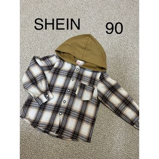 シーイン(SHEIN)のSHEIN♡シーイン　チェック柄フード付きトップス　90サイズ(Tシャツ/カットソー)