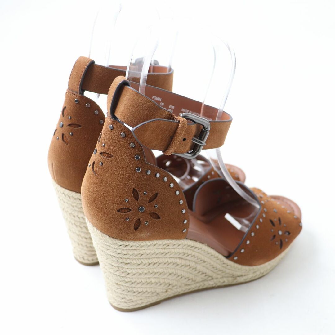 COACH(コーチ)の未使用品★COACH コーチ  FG3464 KELSI SDE WEDGE アンクルストラップ スウェードレザー ウェッジソール サンダル ブラウン 8 箱付き レディースの靴/シューズ(サンダル)の商品写真