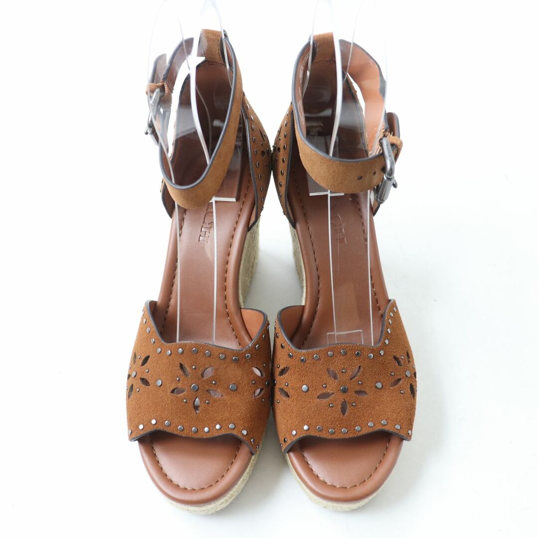 COACH(コーチ)の未使用品★COACH コーチ  FG3464 KELSI SDE WEDGE アンクルストラップ スウェードレザー ウェッジソール サンダル ブラウン 8 箱付き レディースの靴/シューズ(サンダル)の商品写真