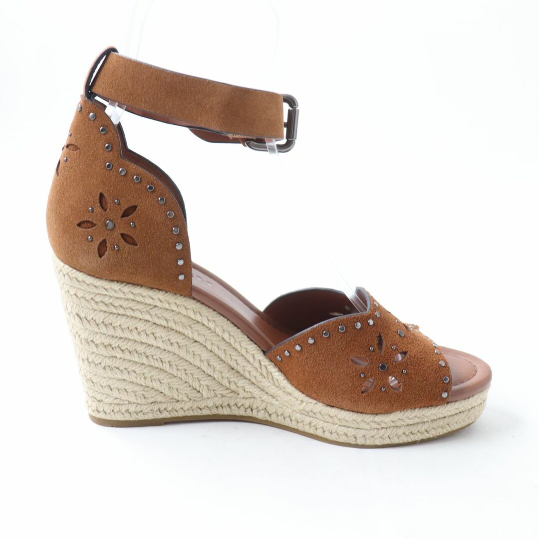 COACH(コーチ)の未使用品★COACH コーチ  FG3464 KELSI SDE WEDGE アンクルストラップ スウェードレザー ウェッジソール サンダル ブラウン 8 箱付き レディースの靴/シューズ(サンダル)の商品写真